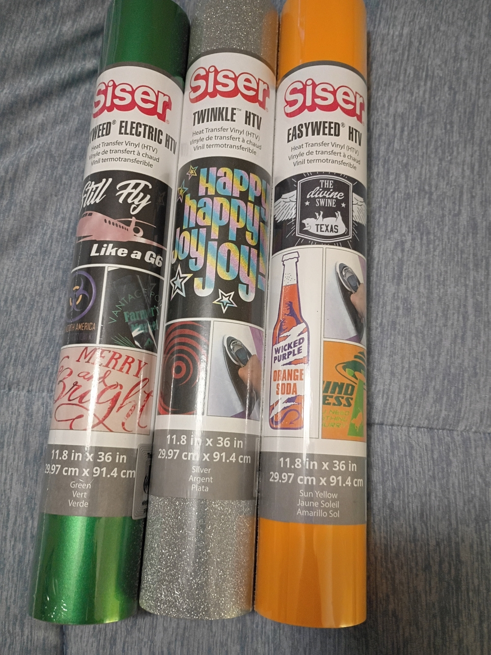 Heat Transfer Vinyl Bundle — Green, Silver, Sun Yellow